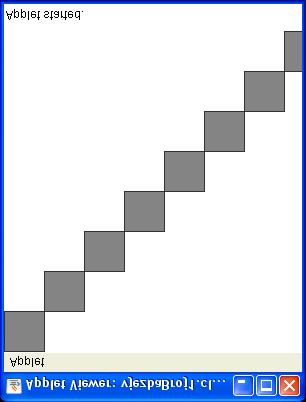 Zadatak broj 3 Napisati program koji ce od lijevog gornjeg čoška, dijagonalno prko platna nacrtati kvadrate dimenzija 40 puta 40 piksela. Nacrtani kvadrati trebaju biti obojeni.