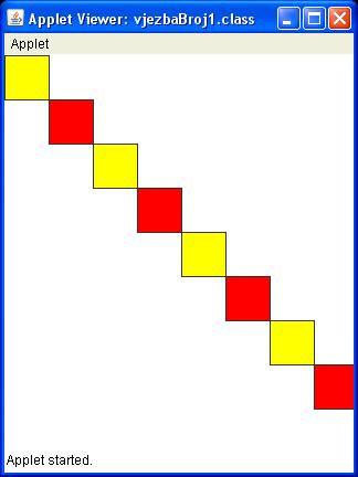 Zadatak broj 4 Program koji će od lijevog gornjeg čoška, dijagonalno prko platna nacrtati kvadrate dimenzija 40 puta 40 piksela.
