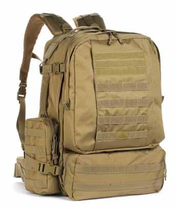 The padded back panel has a zippered closure for storage of a standard laptop or a hydration bladder (hydration bladder sold separately, see P. 37).
