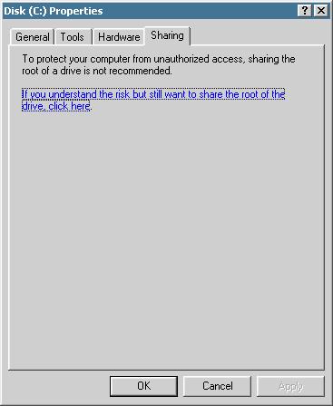 U Windows XP Ako ste se odlučili da podelite ceo hard disk, pojavljuje se sledeći ekran.