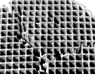 Crumbling Peeling catalyst A catalytic combustor is made of a ceramic or steel honeycomb which has a coating that contains the catalytic metals palladium and/or platinum.