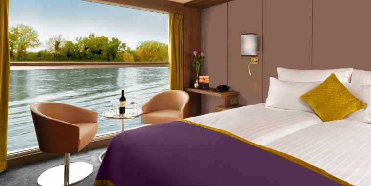 All staterooms are larger than traditional river cruise cabins & offer excellent river views. The Mozart Deck features 8 Suites with Walk Out Balconies.