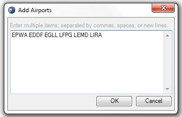 You can quickly make entries through the freetext line, and for larger lists that you may have in a text file (separated by spaces or commas) open up the larger entry box.