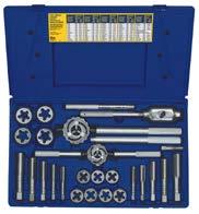 Tap & Die Sets Fractional Tap & Hex Die Set I97094 25 piece set with plastic storage case Contents of I97094 Set Pipe Taper Tap No. Pipe Taper 1-7/16 Die No.
