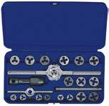 Tap & Die Sets Metric Tap & Hex Die Set I26317 41 piece set with plastic storage case and removable tray Contents of I26317 Set No. 5/8 Die No. Size (mm) I1712 I6312 3 0.50 I1717 I6317 4 0.