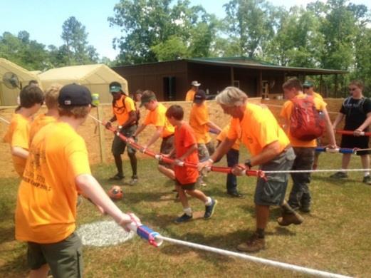 Scouts and Scouters that earn the mile swim at Knox Scout Reservation wear their award with pride. Human Foosball Get you teams ready to come and play Human Foosball!