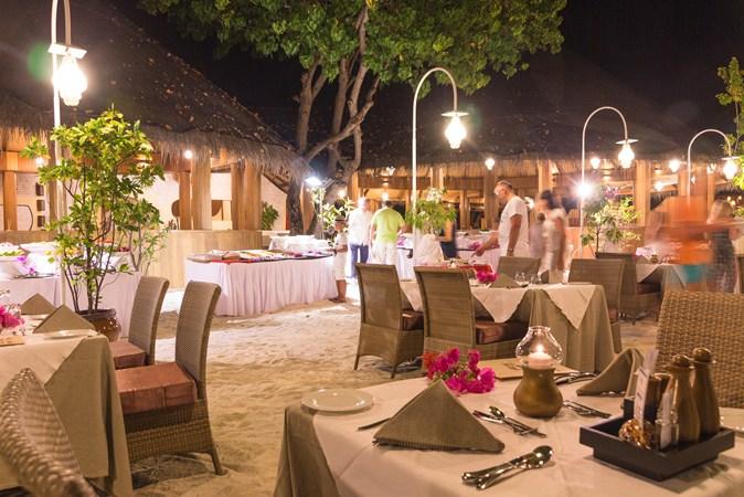 Main Restaurant Our large open-air main restaurant with panoramic see view, immense thatched