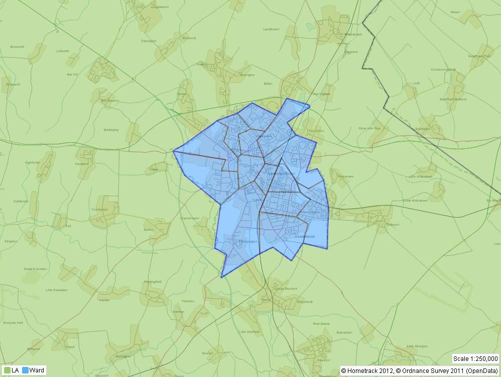 2.2.8 Cambridge Cambridge sub-region SHMA 2012 Chapter 2, Defining our housing market area (uses 2009/10 data) Cambridge falls wholly within the Cambridge BRMA (shaded grey on Map 3).