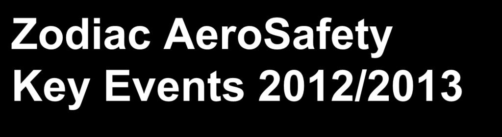 Zodiac AeroSafety Key Events 2012/2013 Good sales growth for Evacuation Systems, Elastomer, Parachute & Protection +8.9% at 564m +8.1% organic +31.