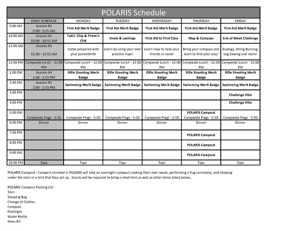 Daily Camp Schedule 2014 BINACHI
