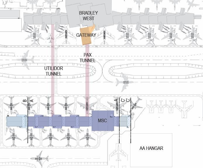 Midfield Satellite Concourse North MSC - North will improve terminal operations, add concessions facilities, and enhance overall passenger experience at