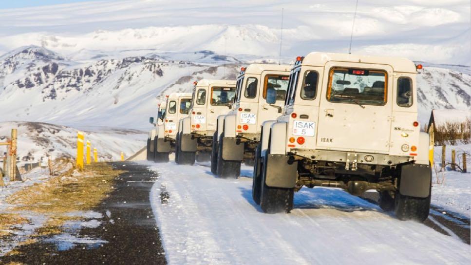 June 26 Super Jeeps - Lava Beaches - Ice Hiking - Wilderness Camp We take the wheel and depart after breakfast in specially equipped Land Rovers to the Skogafoss waterfalls on the South Coast.