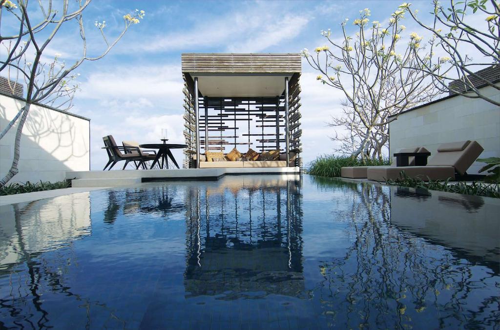 Havens of private space The resort s pool villas are all about private space, incredible comfort and views. Gorgeous interiors blend contemporary style with accents of Bali.
