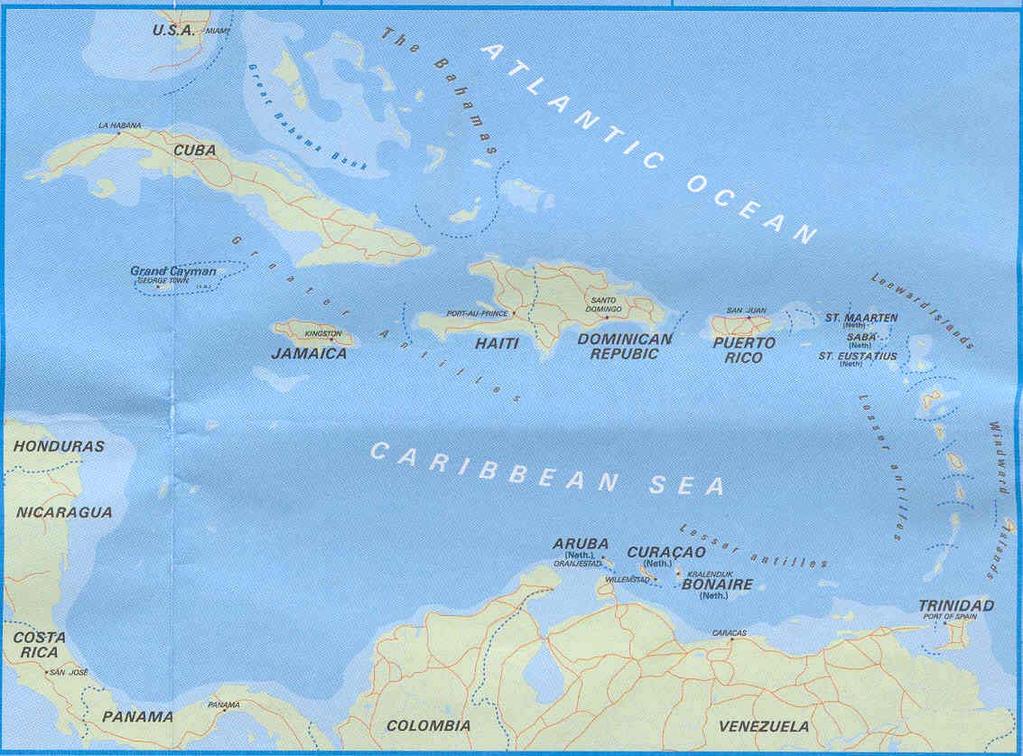 Map of the Caribbean The Caribbean islands possess limited natural resources.