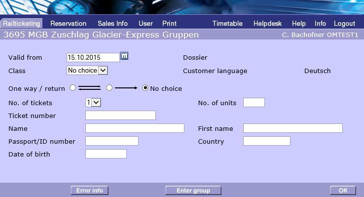 Screen 3: Screen «MGB Zuschlag Glacier-Express Gruppen» Valid