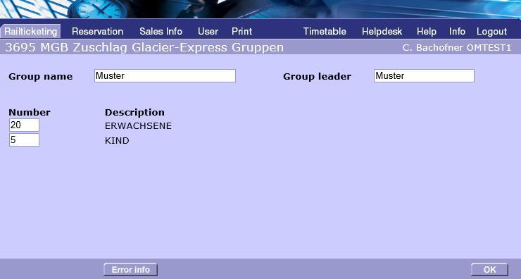 date Select Screen 4: Screen «MGB Zuschlag Glacier-Express