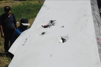 Figure 10: The main rotor blade surface marking caused impact to the ground