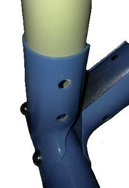Use 5/16 Thru Nut (58) with 2/5 Curved Washer (54) to fasten the leg braces to the frame.