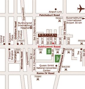 Location Map The hotel is located on Sukhumvit Road between Sois 13 and 15, around