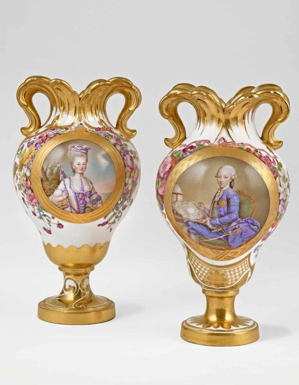 Two newly-discovered Royal 18th Century Sèvres Porcelain Vases Vases à oreilles, third size, hard-paste porcelain A Vase with the portrait of Louis XVI s Sister, Madame Clotilde, 1774-75 Probably