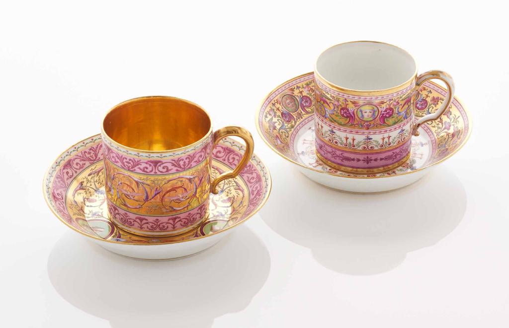 A Sèvres Hard-Paste Porcelain Cup and Saucer 1786 gobelet Litron et soucoupe 2nd size Painted by J.-N.