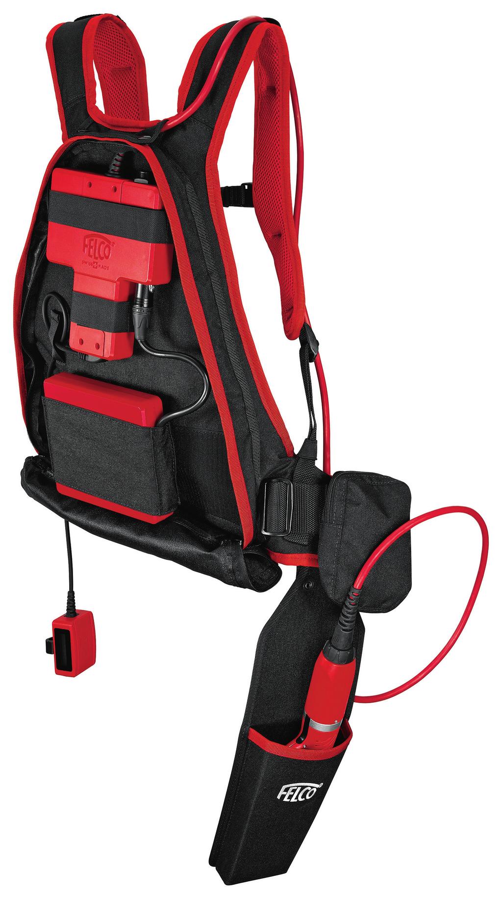 FELCOTRONIC POWERPACK A compact and electroportable set for the FELCO 801 and FELCO 820 to include the harness, battery, control housing and remote housing.