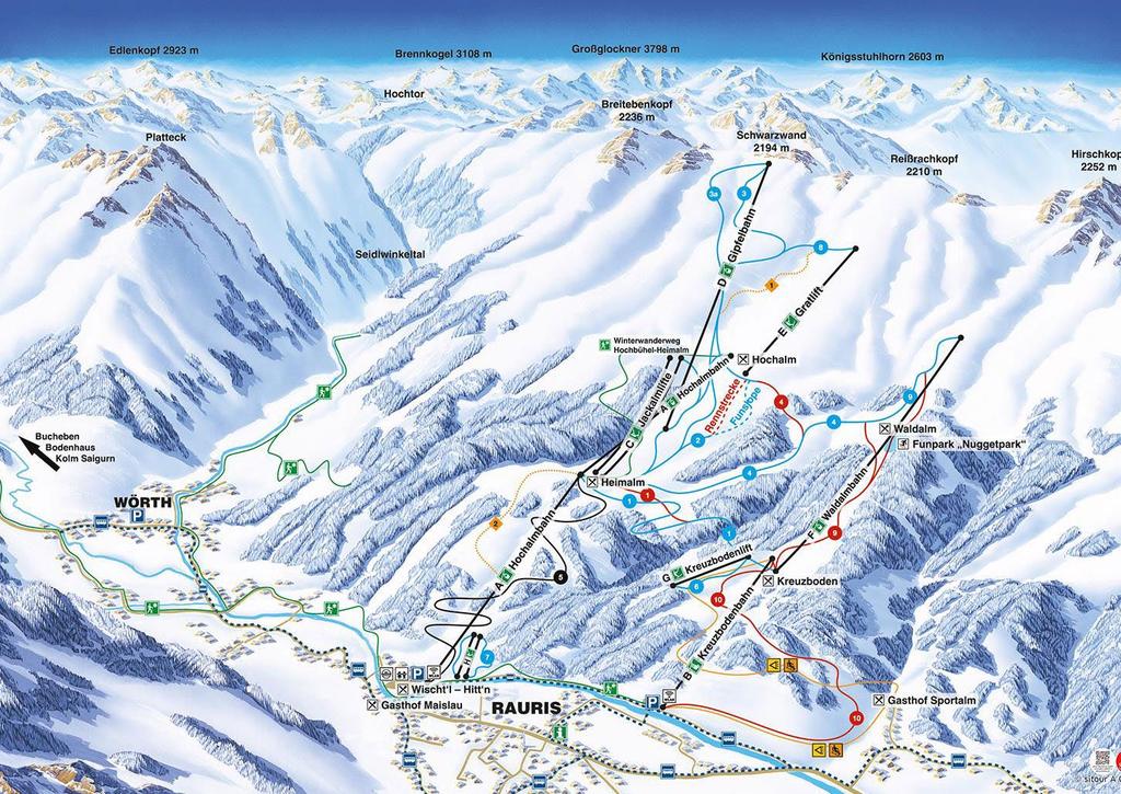 Winter The pretty alpine village of Rauris is a great ski destination for beginners, snowboarders and families alike.