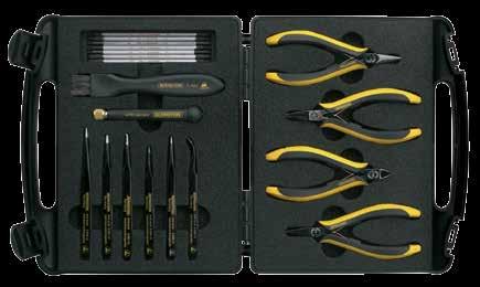 500 kg Selected ESD-tools in handy plastic case made from  2-620 PLCC extractor 4-622 Cross-recess screwdriver, with dissipative handle, blade from chrome 3-133-13 Side cutters, 145 mm, for soft wire