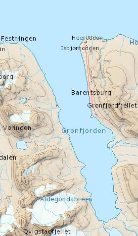 Barentsburg, located along the eastern shore of Grønfjorden 60 km west of Longyearbyen.