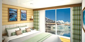CATEGORY 2: Main Deck #307-315 Cabins feature two lower single beds that can convert to a Queen, a writing desk and two portholes.