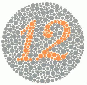 Izgled testa koji je korišćen za otkrivanje daltonizma Ispitivanje kolornog vida: IŠIHARINE