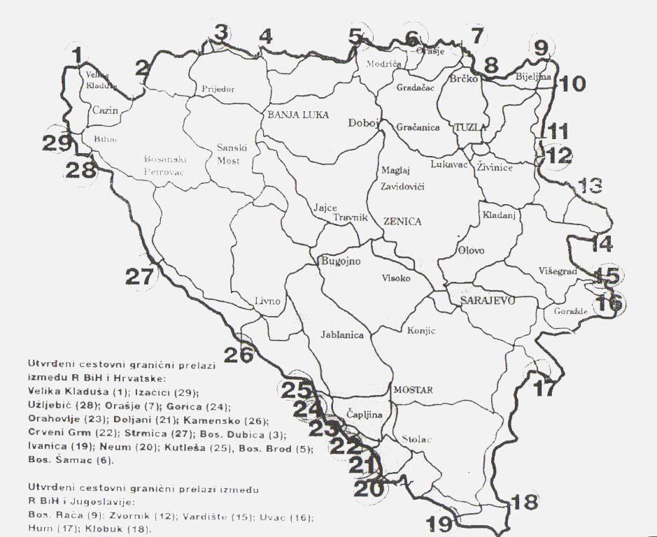 Bosna i Hercegovina se zalaže za izgradnju modernih graničnih prjelaza, u čemu ima potproru i pomoć Evropske komisije u okviru CARDS-a i svijetske banke ( Izačić,Orašje,Rača,Gorica, Bosanski