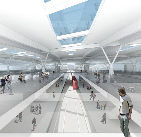 Figure 7.1: Illustrative View from Upper Concourse 8. Access to and from the station 8.1. The majority of passengers using HS2 Curzon Street Station are forecast to access the station on foot, primarily interchanging to/from other trains at other Birmingham stations.