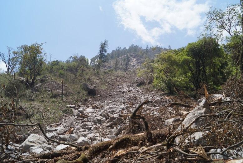 Picture 4: Damaged footpaths HUMANITARIAN NEEDS CURRENT SITUATION Areas affected by landslides and mudslides were observed to have suffered serious damage with large scale excavation required to