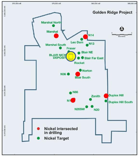 John West: The combina on of geochemistry and mineralised drill holes has defined a target with a strike length of 900m.