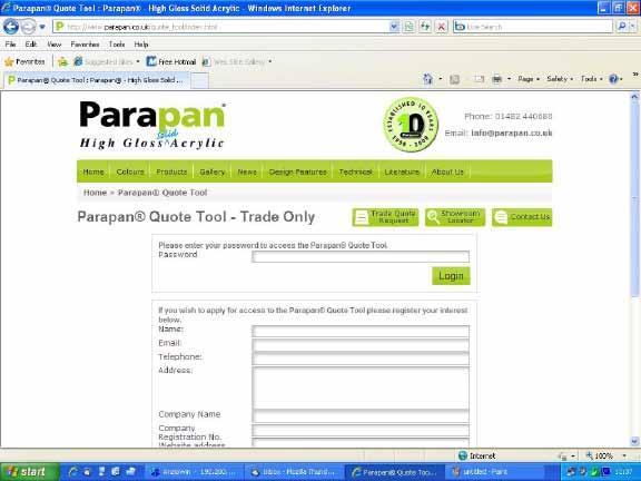 ONLINE QUOTING For the interactive quote tool go to www.parapan.co.uk/quote_tool/index.