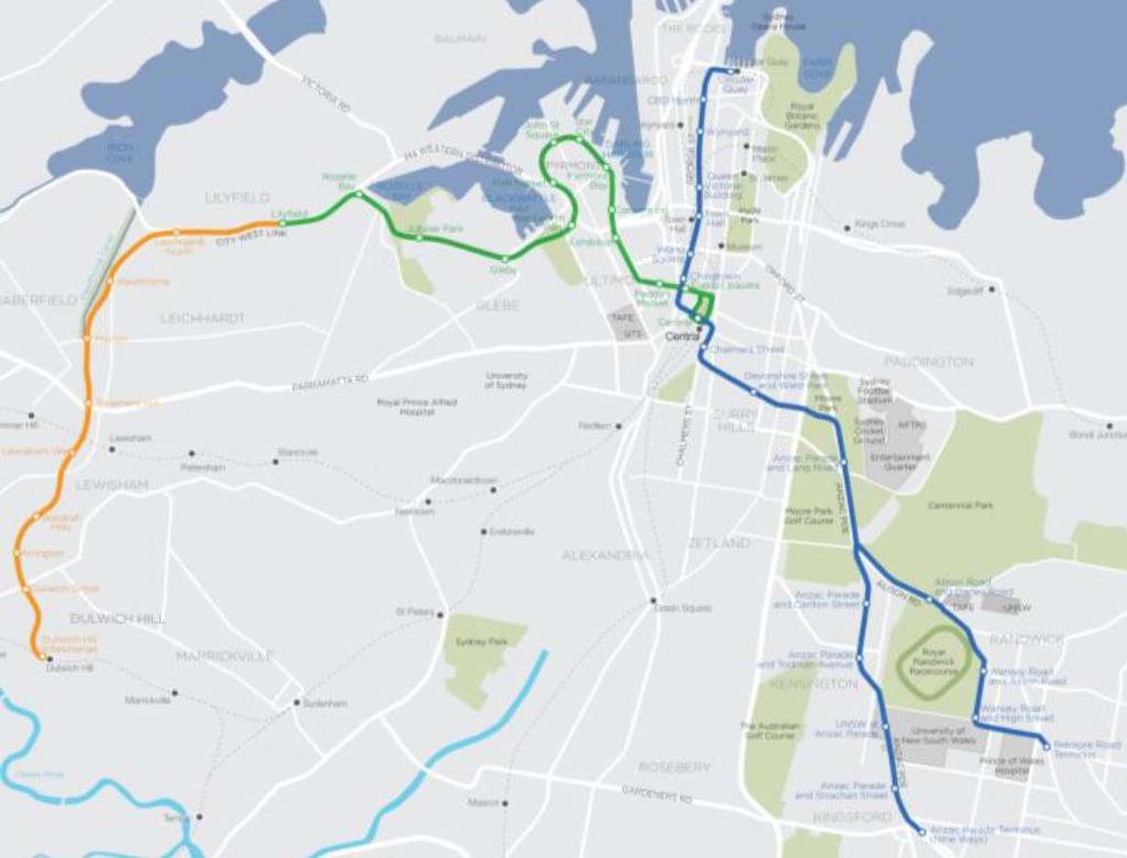 ATRF 2013 Proceedings A future Sydney CBD to Green Square ( and potentially extending to Mascot) Light Rail route to operate on-street, through the Suburbs of Surry Hills, Redfern and Victoria Park A