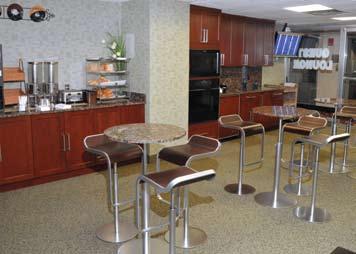 Our guest lounge serves complimentary hot and cold beverages 24-hours per day, and continental breakfast from 6am to 11am.