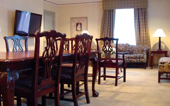 Each of the 3 Luxury Suites in the Hotel comes with a classically decorated living room.