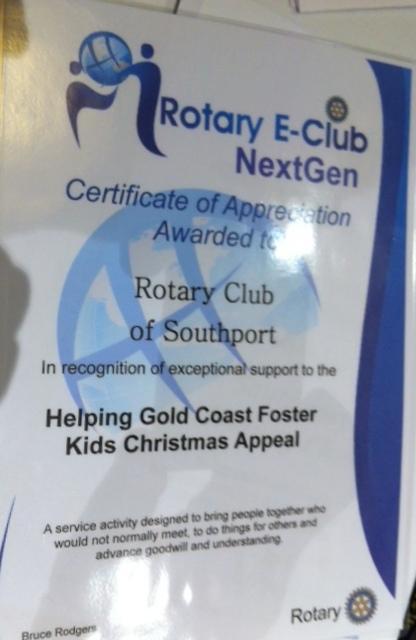 Club s donation to the Australian Rotary Health