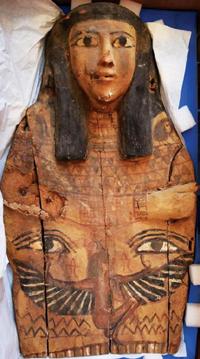 The University of Jaén mission working in the tombs of the Nobles in West Aswan has discovered a mummy of a woman called Sathini placed inside two coffins of cedar wood dating back to the 12 th