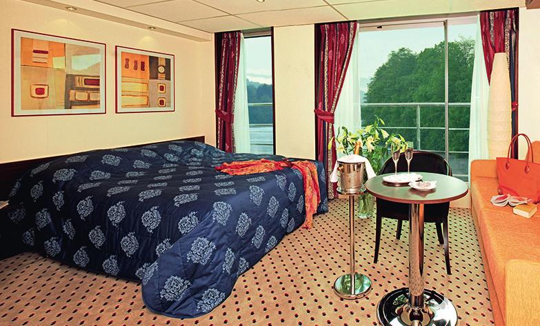 Complimentary bicycles onboard Wi-Fi available STATEROOM AMENITIES Suites (22 m2 / 237 sq.ft.