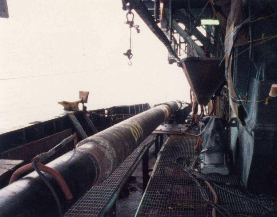entry into the Gulf, During the assembly process, the pipe sections are cleaned, welded, x-rayed for weld quality, coated, and finally moved into the Gulf.