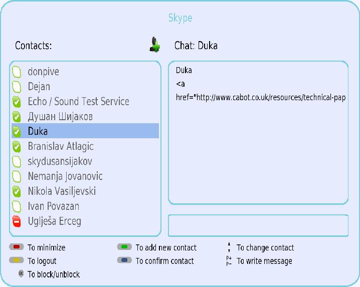 Koncept rešenja Posle zatvaranja LoginIn dijaloga u slučaju uspešnog prijavljivanja pokreće se glavni Skype dijalog.