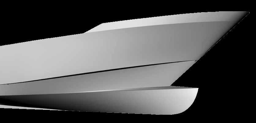 AND PERFORMANCE OF A PLANING HULL WITH THE SILENCE OF A DISPLACEMENT HULL.
