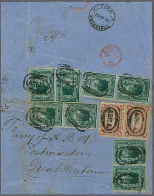 Scarce and very attractive stamp Scott = $ 1'200. Provenance: Collection E. M. de Bustamente (Feb 1999), lot 30606. 14a 300 ( 275) 1874/84: 10 c.