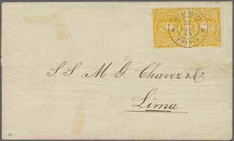 1865 papier blanc uni'. Minor marginal closed tear at lower right corner but of rich colour and with large part or full original gum Scott = $ 2'250. (Photo = 1 www) 4 */** 300 ( 275) 1865: 1 r.