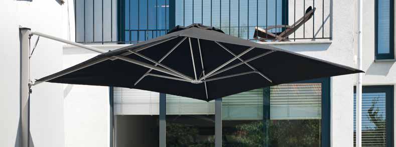 This allows for sun protection without having the pole or steel base