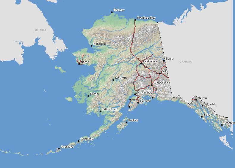 Vast Distances Limited Communications Limited Road Network No ports north of Nome Civil