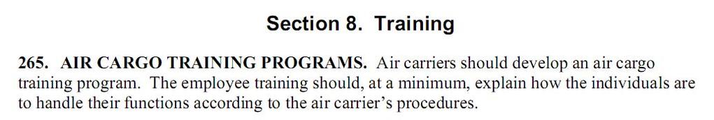FAA Advisory Circular 120-85 Recommendations and guidance on Cargo Operations